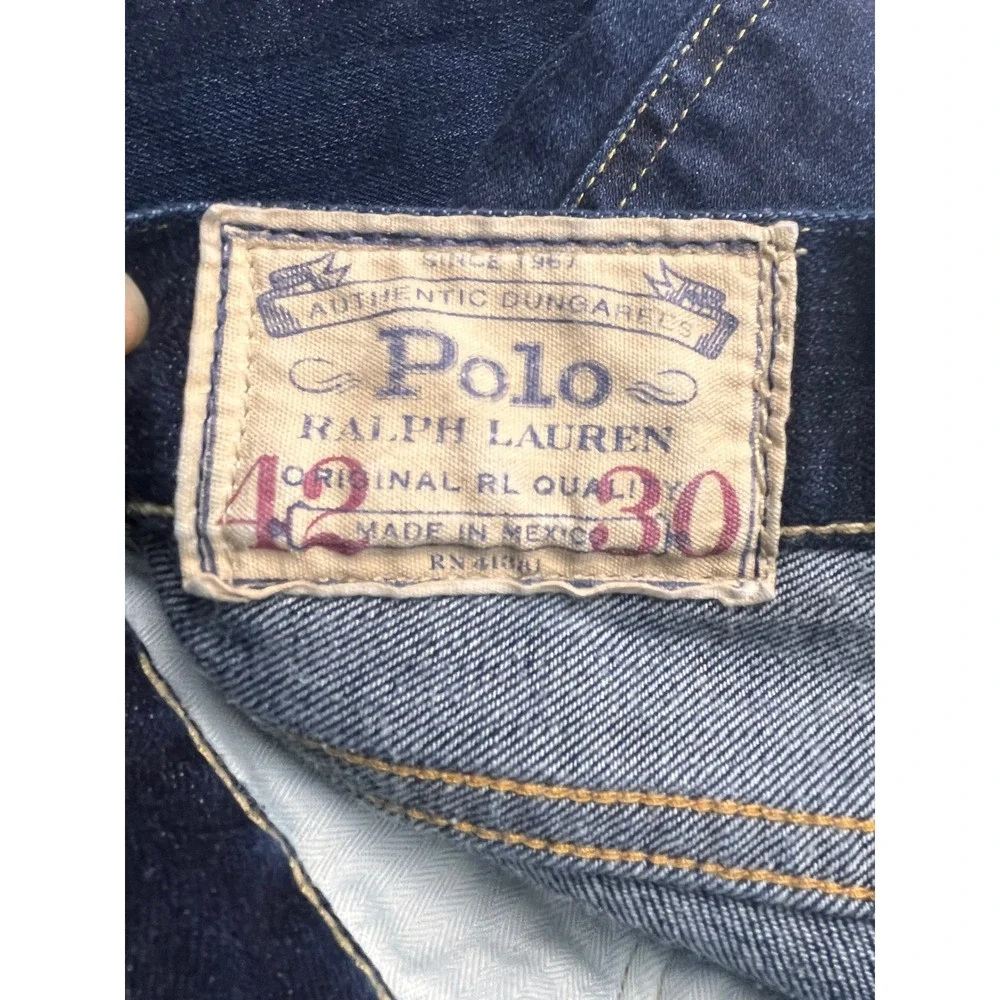 Polo Ralph Lauren Jeans Mens 42x30 Blue Authentic Dungarees Straight Leg Denim